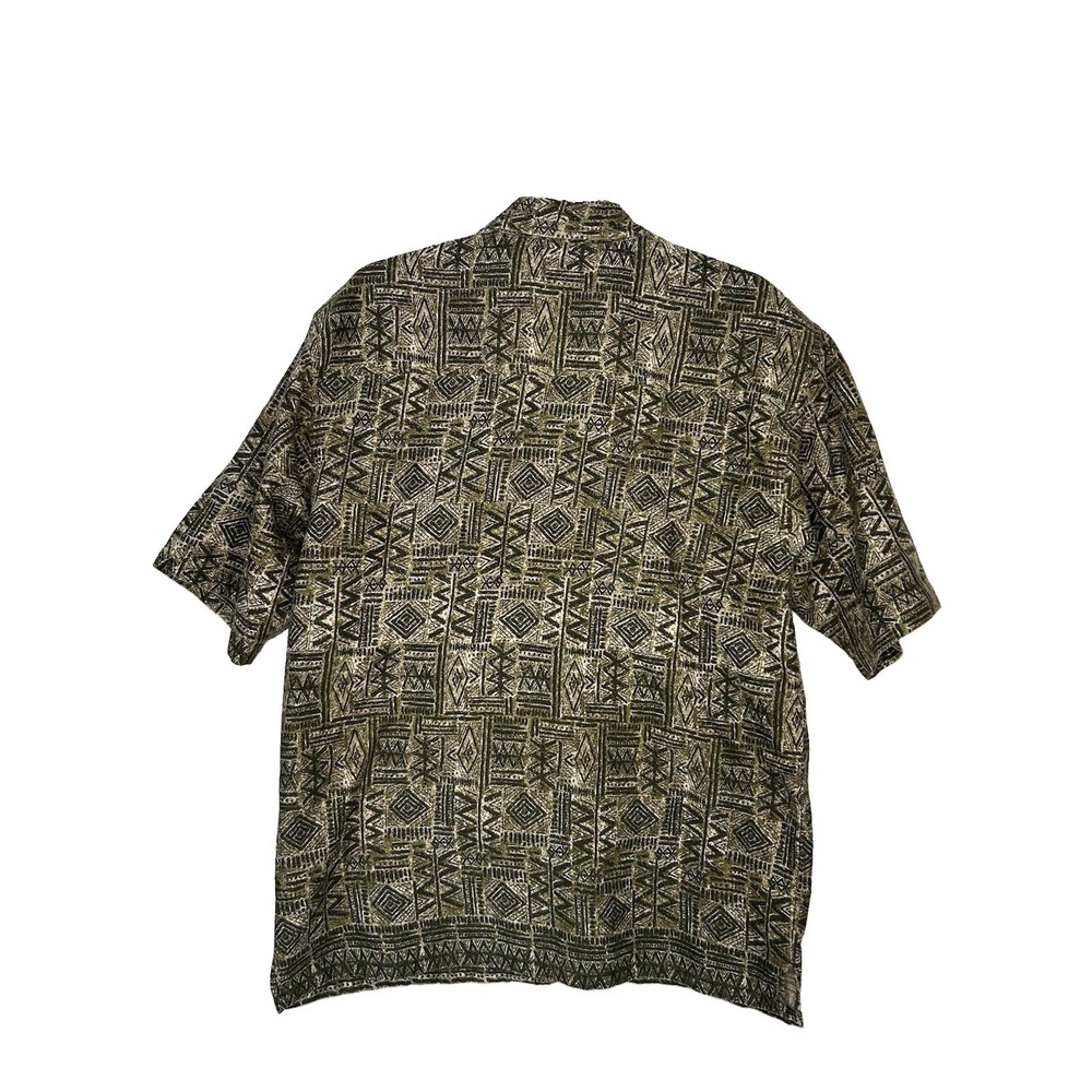 Route 66 Men's M Green Tribal Geometric Cotton Short Sleeve Button Up Shirt - Picture 2 of 10